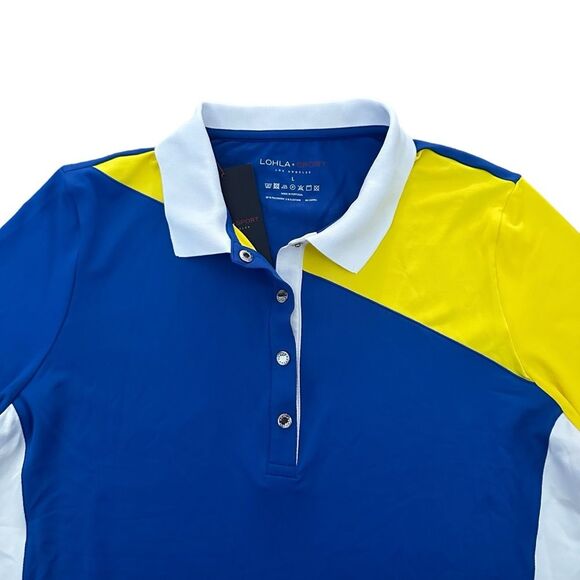 Lohla Sport Filippa Short Sleeve Polo Top Tennis Pickleball Blue, L, New - Picture 3 of 10